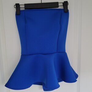 Blue Strapless Peplum top